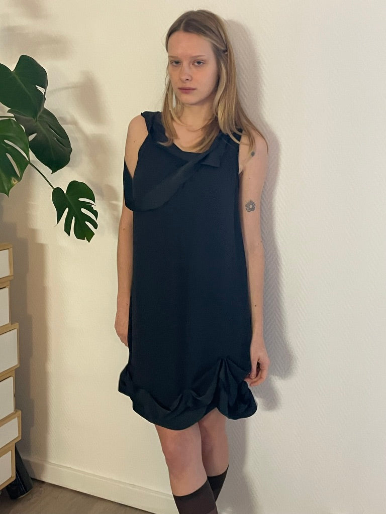 cop copine deconstructed black dress