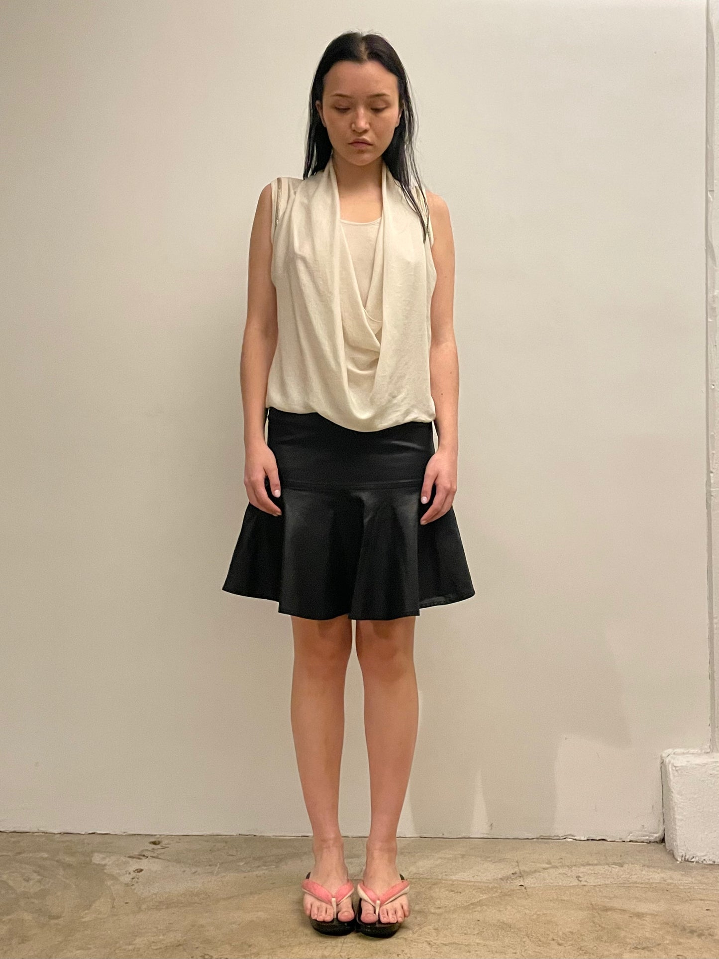 cop copine mi-long black skirt