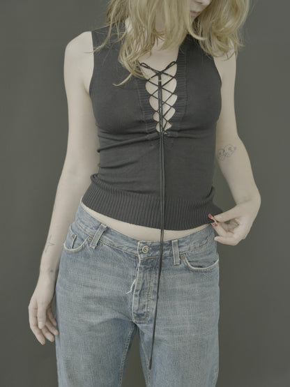 miss sixty lace-up tank top