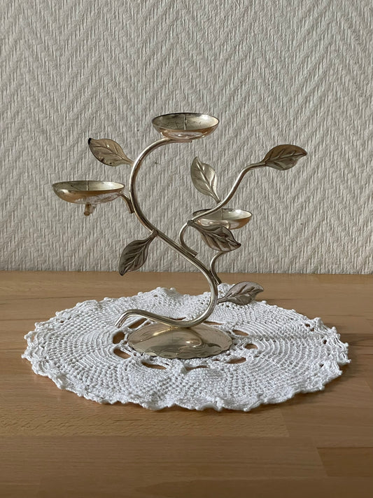 silver leeves vintage candlestick