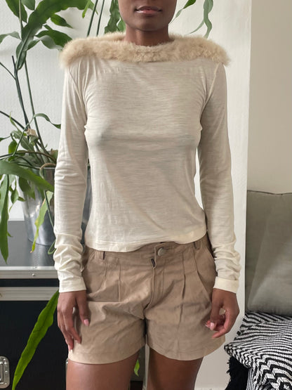 moschino faux fur long sleeve shirt