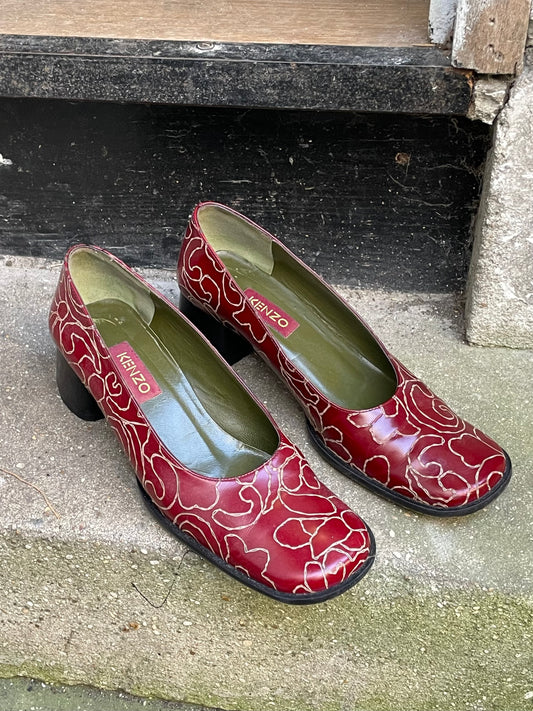 vintage kenzo cherry red leather