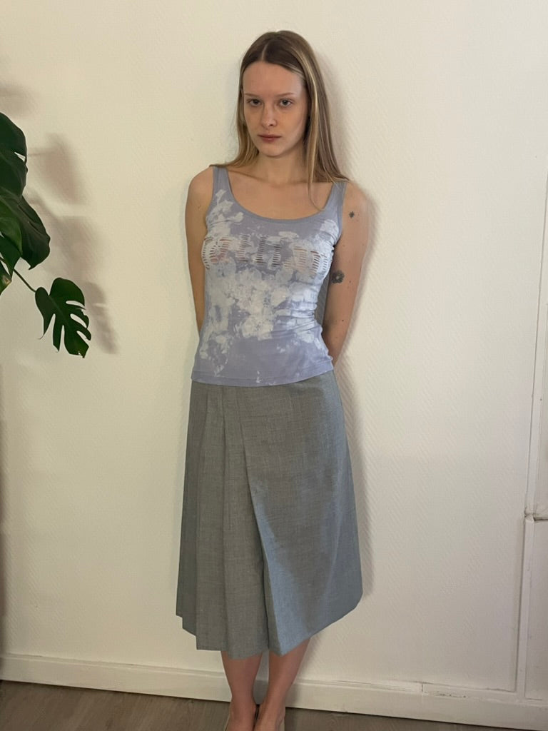 wool grey mid skirt
