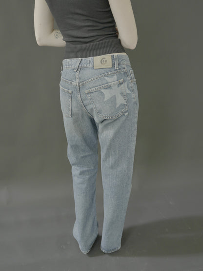 wash denims with star detail