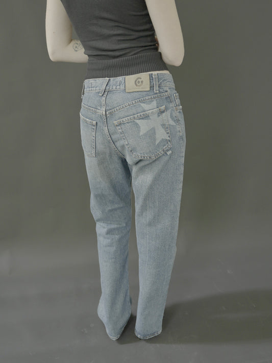 wash denims with star detail
