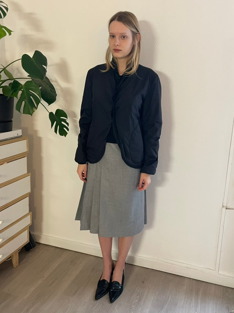 wool grey mid skirt
