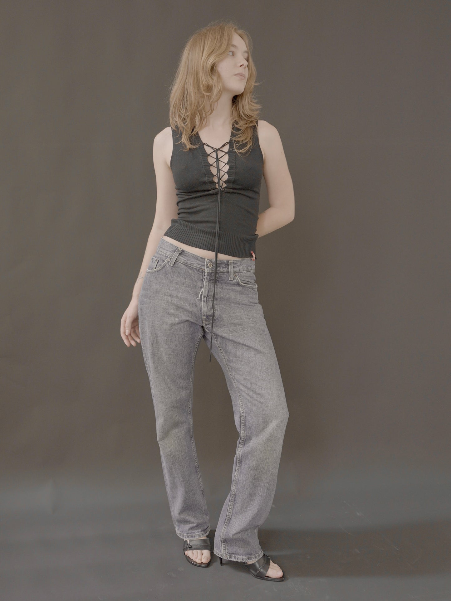 wash denims with star detail