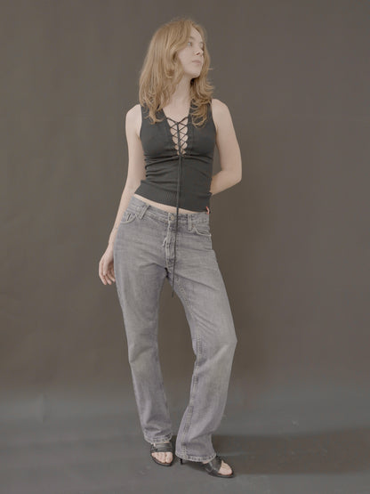 wash denims with star detail