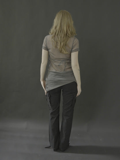 cop copine sheer polo dress with large buttons
