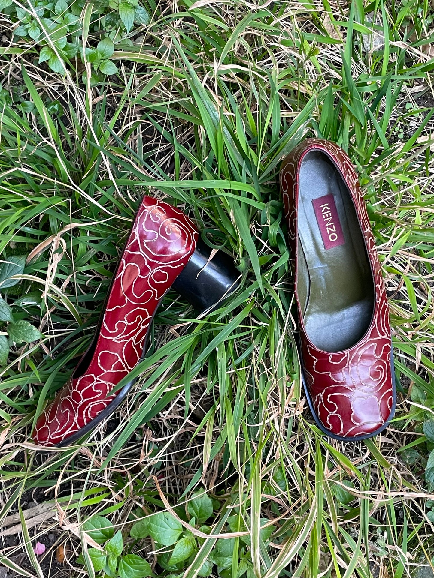 vintage kenzo cherry red leather