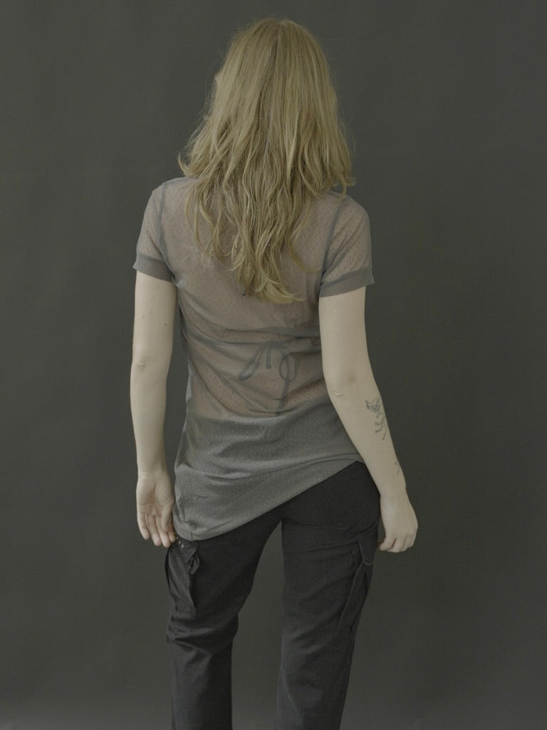 cop copine sheer polo dress with large buttons
