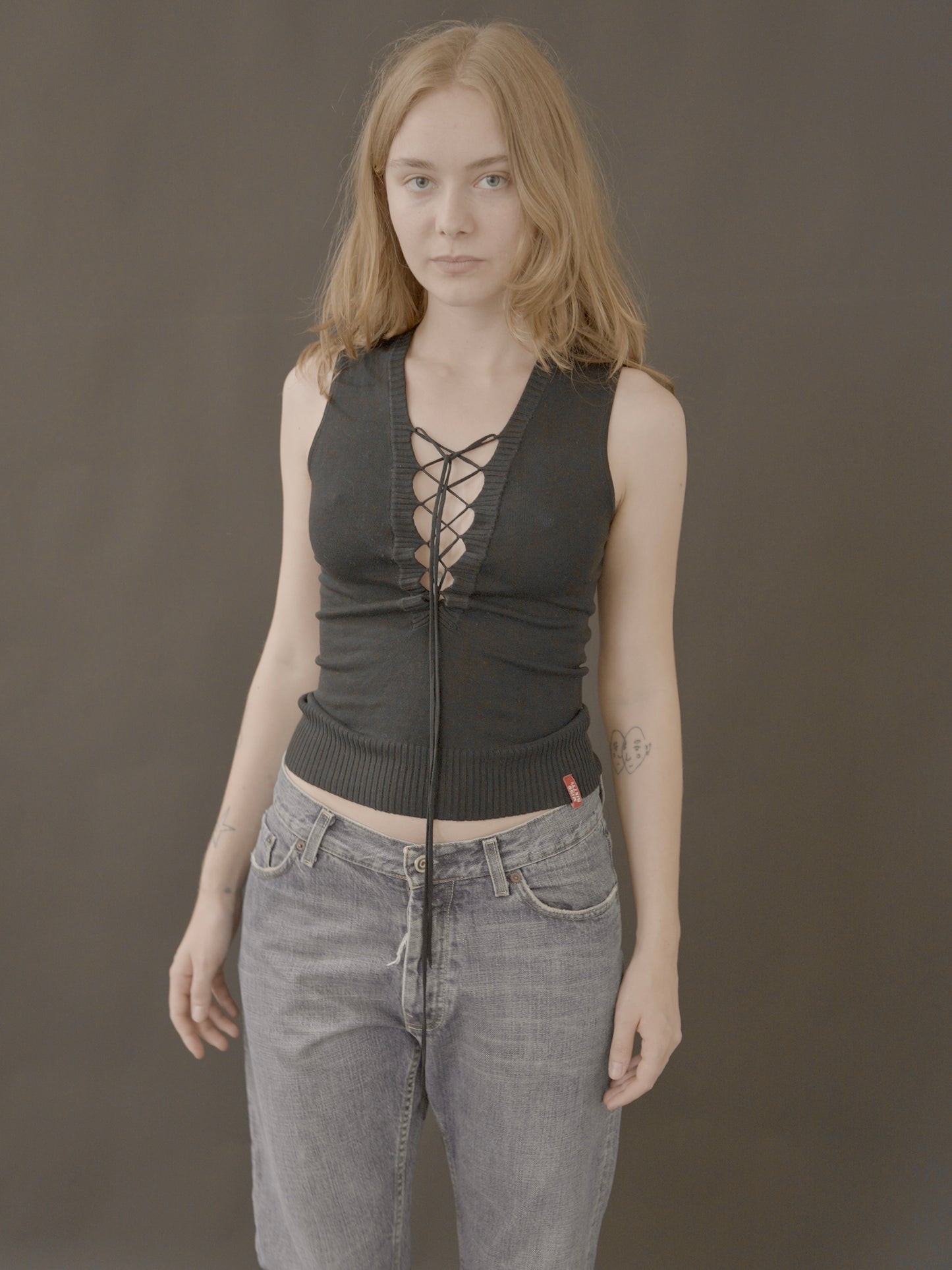 miss sixty lace-up tank top