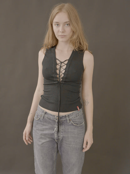 miss sixty lace-up tank top