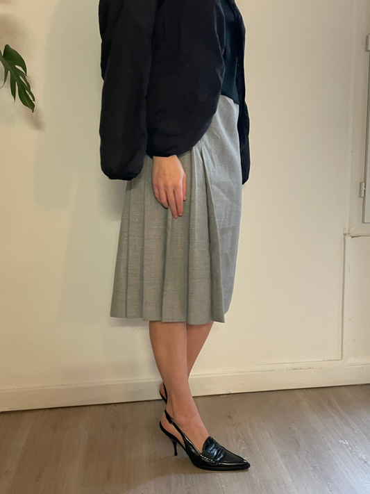 wool grey mid skirt