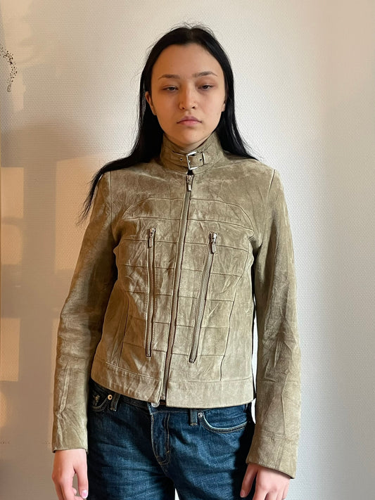 leather zippers jacket