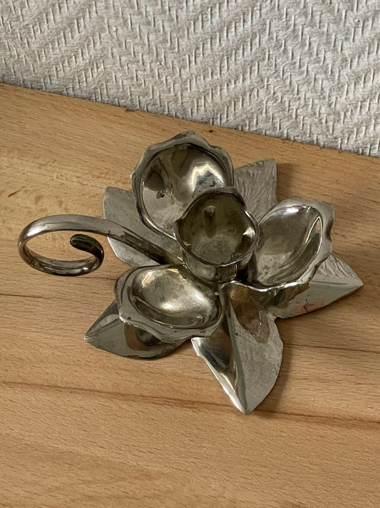 silverplated vintage flower candlestick