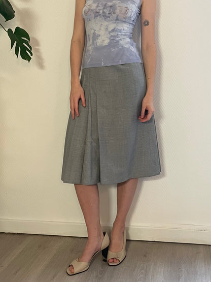 wool grey mid skirt