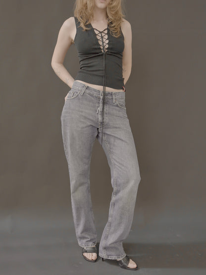 wash denims with star detail