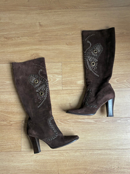 dolce&gabbana suede eyelet boots
