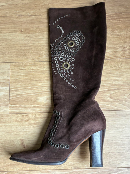 dolce&gabbana suede eyelet boots
