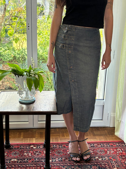 cop copine denim mid skirt