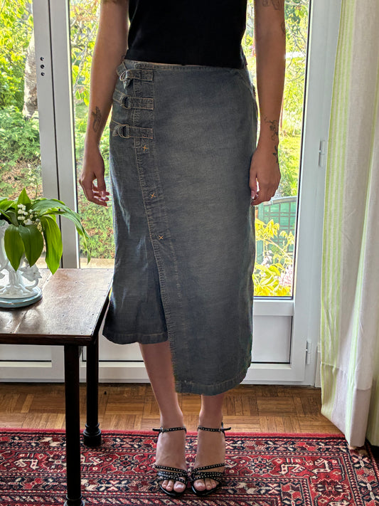 cop copine denim mid skirt